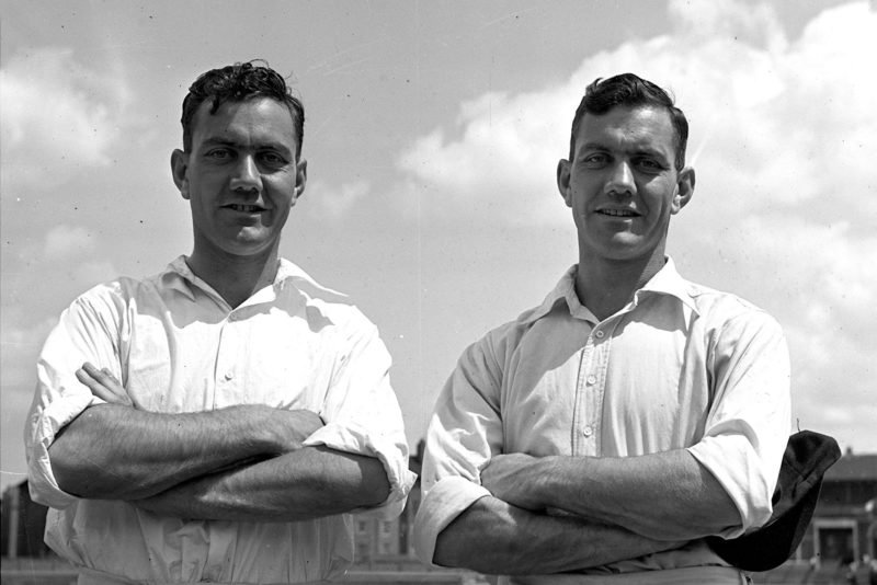 Alec Bedser (right) pictured with his twin brother Eric, who also played for Surrey and England