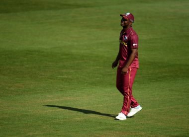 West Indies' Evin Lewis stretchered off after jarring knee during third India T20I