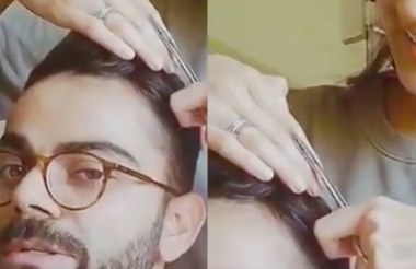 Kohli gets a home haircut with kitchen scissors