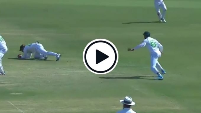 Watch: Debutant Imran Butt takes a screamer at leg slip