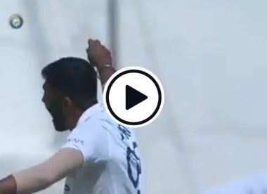 Watch: Jasprit Bumrah's 'celebrappeal' for his first Test wicket at home