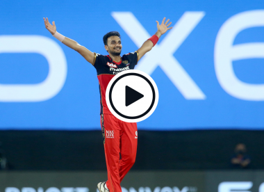 Watch: Harshal Patel rips through Mumbai Indians in four-wicket final over