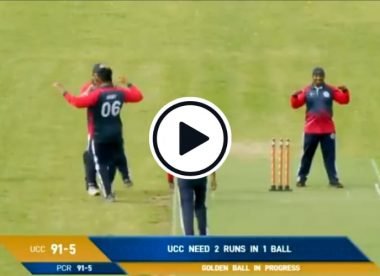 Watch: Keeper celebrates with ball as batsmen sneak in extra run in chaotic finish