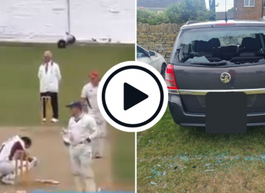 Watch: Club cricketer smashes his own car windshield with a six
