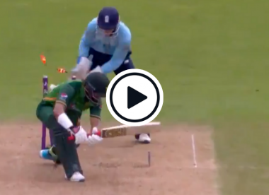 Watch: Matt Parkinson rips one in from way outside off through Imam's gate