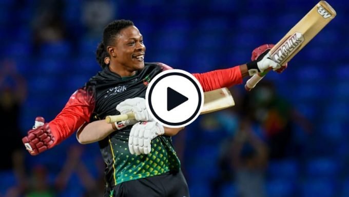Watch: No.9 Sheldon Cottrell smashes last-ball six to win CPL game