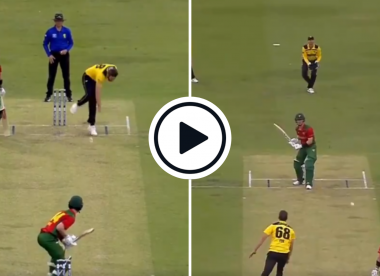 Watch: 'Shortest short ball' - Andrew Tye bouncer goes hilariously wrong, batter threatens to hit it anyway