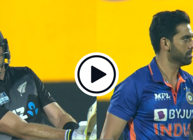 Watch: Deepak Chahar wins staring contest after Guptill's 98-metre no-look six