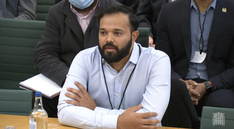 Azeem Rafiq was close to tears speaking to MPs about his experience of racism he suffered at Yorkshire County Cricket Club.