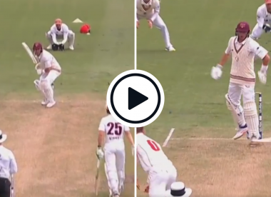Watch: Marnus Labuschagne struck by leaping delivery on pitch deemed unsafe for play