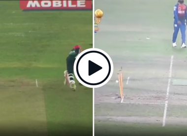 Watch: Two direct hits with one throw! Andre Russell run out in bizarre fashion in BPL as ball deflects off one set of stumps onto the other