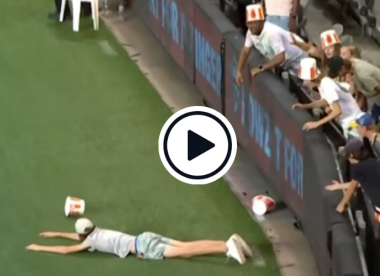 Watch: 'Desperate' young BBL spectator dives out of crowd enclosure in hilarious catching attempt