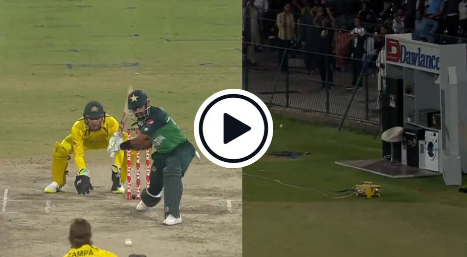 Watch: Babar Azam smashed a glorious six which went all the way towards a decorative kitchen which was positioned at the pitch-side.