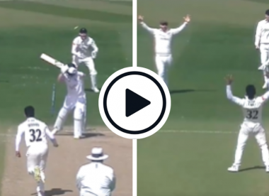 Watch: Hasan Ali send's off stump flying to collect his first County Championship wicket