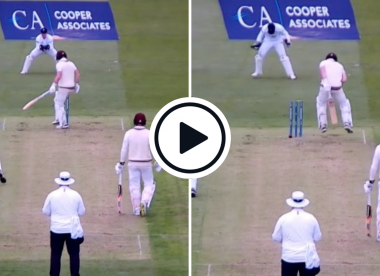 Watch: Tom Abell plays on in comical circumstances, kicks air as ball rolls onto stumps