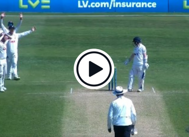 Watch: Ball smashes off-stump in County Championship but bails somehow stay on