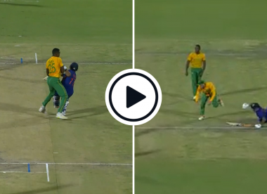 Watch: Rishabh Pant collides with one South Africa fielder, trips over another, but survives diamond duck run out