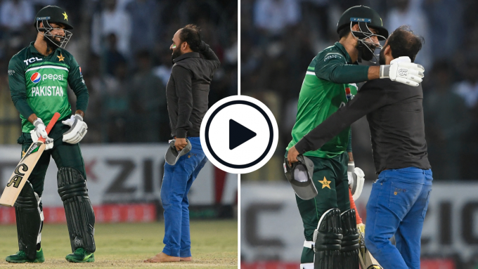Watch: Shadab Khan hugs pitch invader during Pakistan-West Indies ODI