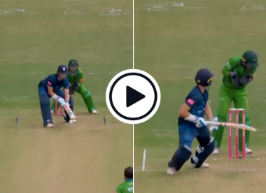 Watch: Batter hits deliberate back of the bat ramp over keeper's head in T20 Blast