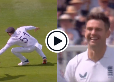 Watch: Bairstow takes spectacular left-handed grab at third slip off outswinging Anderson beauty