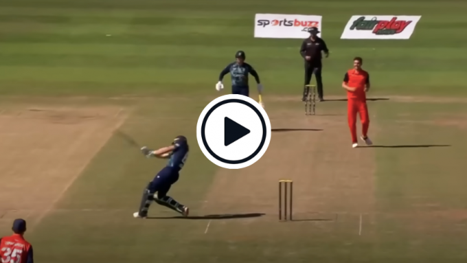 Watch: Jos Buttler runs off the pitch to smash double-bouncer for six