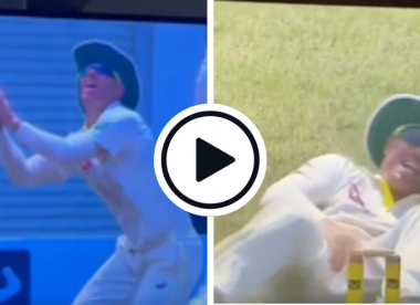 Watch: David Warner caught unawares in the groin by flying bail after Travis Head clean bowls batter
