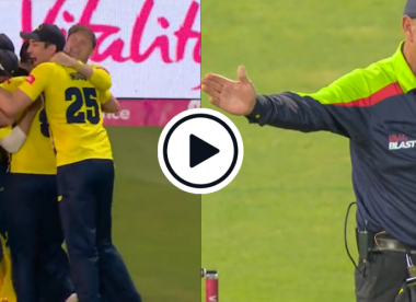Watch: Chaos ensues as Hampshire forced to re-bowl last ball of T20 Blast final after already celebrating victory