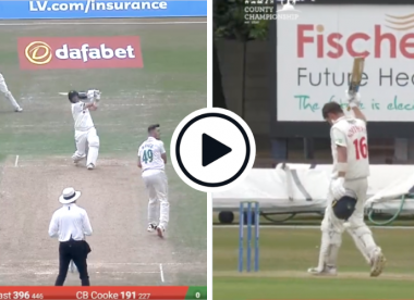 Watch: Sam Northeast brings up historic County Championship quadruple century with a six