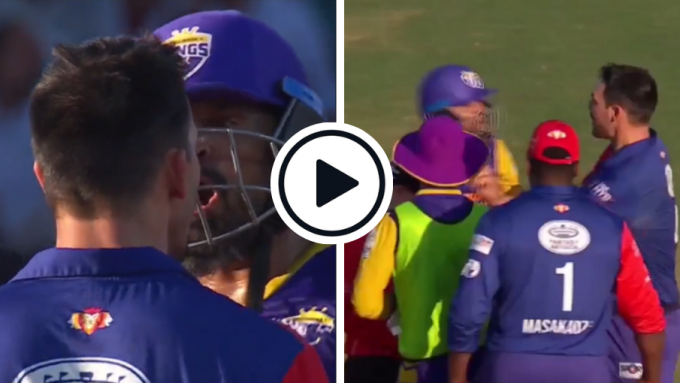 Watch: Mitchell Johnson shoves Yusuf Pathan in ugly mid-pitch clash during Legends League