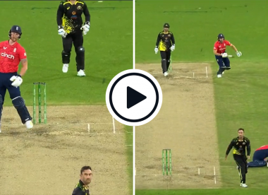 Watch: Ben Stokes admires own shot, neglects to run on last ball of England innings
