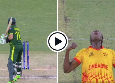 Watch: Mohammad Rizwan plays on as Pakistan lose openers in successive powerplay overs against Zimbabwe