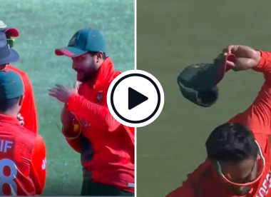 Watch: Shakib argues with umpires, throws hat to ground in anger after lbw review turned down due to 15-second timer rule
