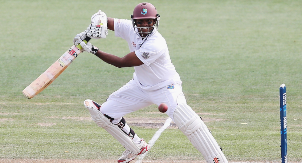 Shivnarine Chanderpaul of the West Indies cuts the ball away for four runs