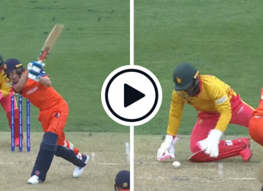 Watch: Netherlands batter survives getting stumped twice off the same delivery after Zimbabwe keeper fumbles