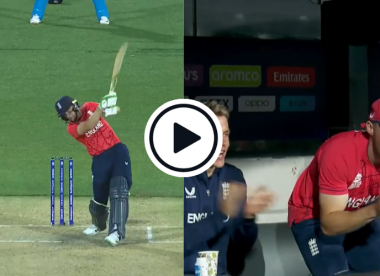 Watch: Jos Buttler clears straight boundary with mammoth 100m six in record-breaking T20 World Cup semi-final stand