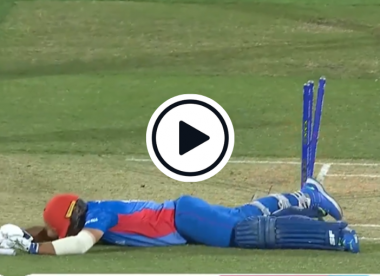 Watch: Glenn Maxwell direct hit leaves Afghanistan batter with his face in the dirt to spark dramatic collapse