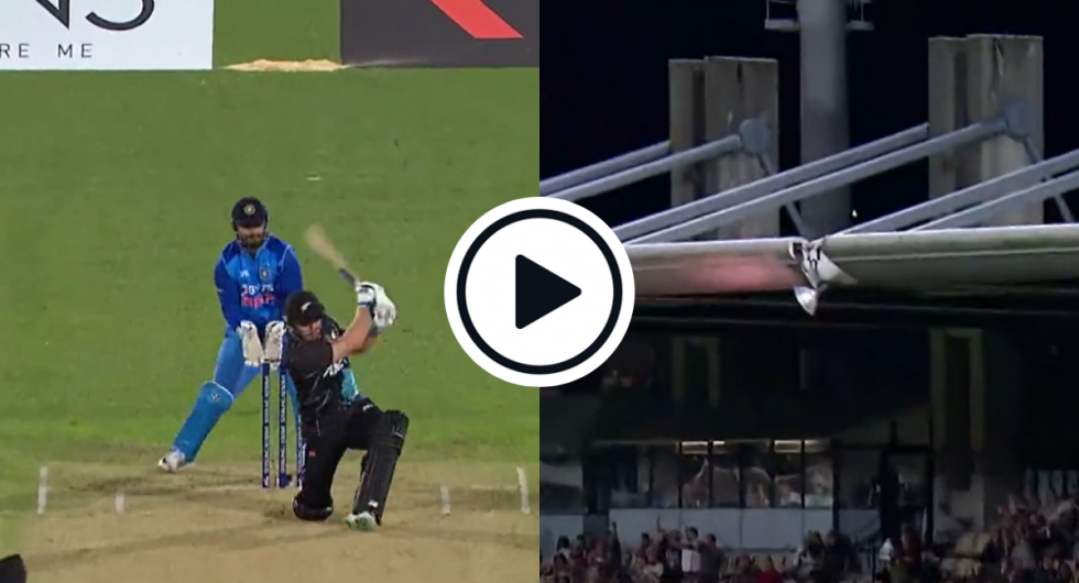 Glenn Phillips six that landed on the stadium roof during 3rd India-New Zealand T20I