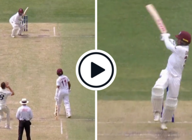 Watch: Tagenarine Chanderpaul gets hit in the box, uppercuts for four, hooks Pat Cummins for six in eventful maiden Test innings