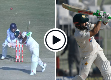 Watch: Mohammad Rizwan takes attack to England's spinners, dances down and launches Jack Leach for glorious straight six