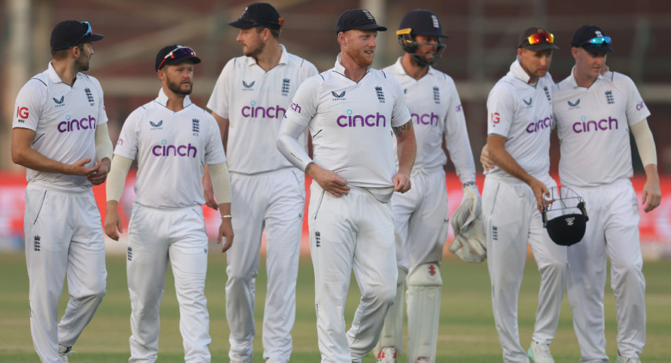 The England players walk in the field in the Pakistan Test series