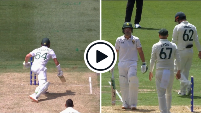 Watch: 'That's Santa coming late for you' - Nathan Lyon jokes with Dean Elgar after ball hits stumps but bails stay on