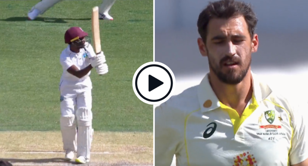 Mitchell Starc gets hit for a six by West Indies No.11 on debut