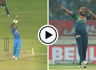 Watch: Rahul Tripathi launches two straight sixes, Chamika Karunaratne sends him off with salute next ball
