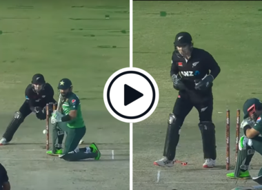Watch: Mohammad Rizwan attempts strange crouching late cut-ramp, gets bowled leg-stump after misreading Ish Sodhi googly
