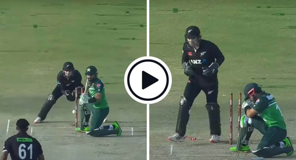Watch: Mohammad Rizwan attempts a strange stroke and reacts after being bowled
