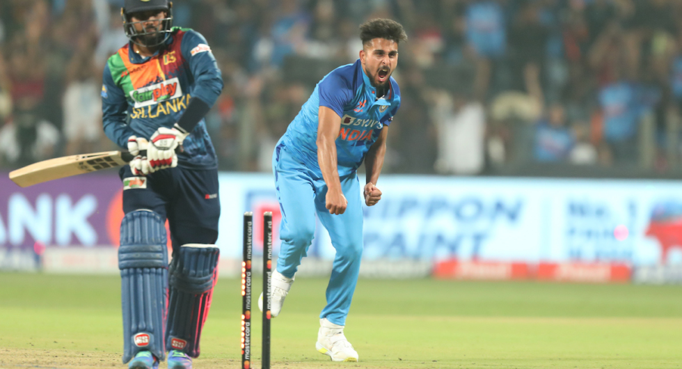 Umran Malik picked up three wickets in a fire-breathing spell at Pune