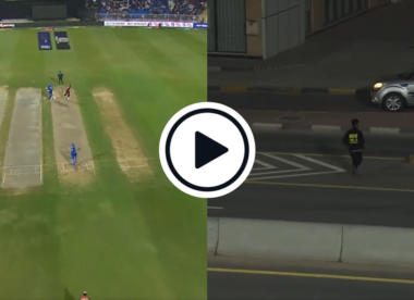 Watch: Sharjah fan sprints away with ball after massive six in ILT20 ends up on the street