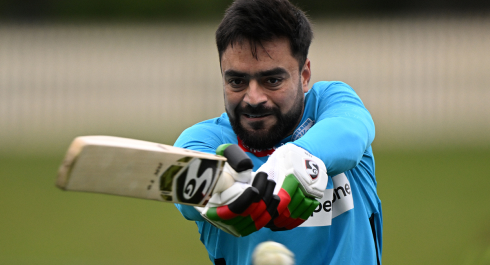 Rashid Khan practising a pull shot while training with the Adelaide Strikers