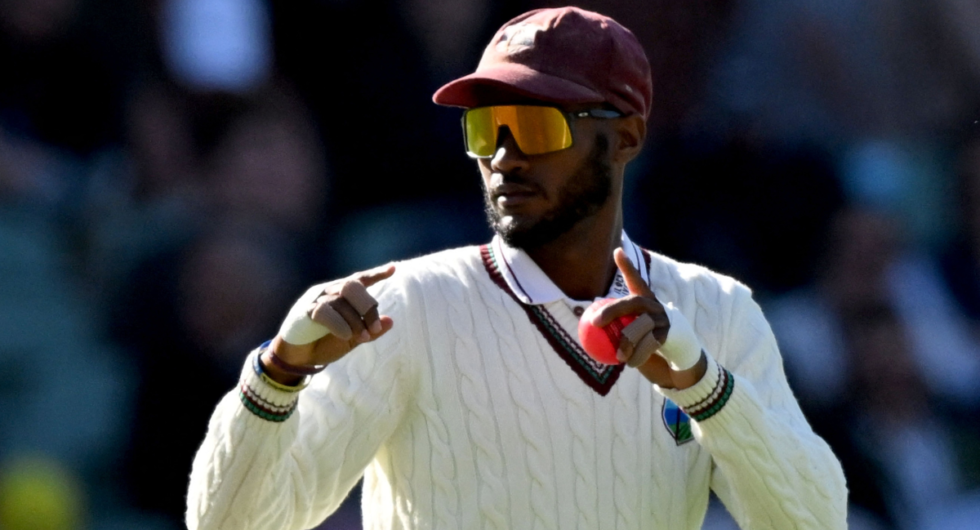 West Indies captain Kraigg Brathwaite gives instructions to his players on the first day of the second cricket Test match between Australia and the West Indies at the Adelaide Oval in Adelaide on December 8, 2022 | ZIM vs WI 2023
