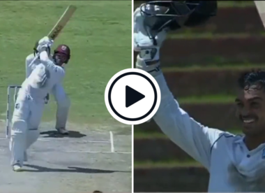 Watch: Tagenarine Chanderpaul launches glorious straight six to bring up maiden Test double and go past father's Test best